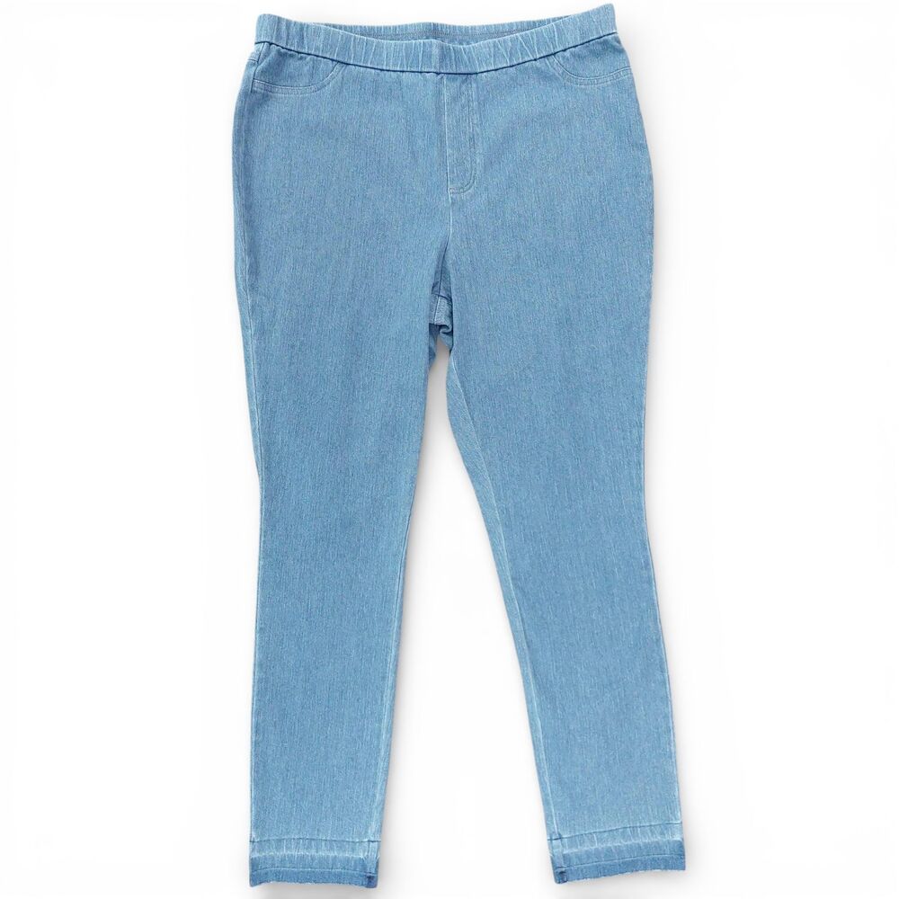 Isaac Mizrahi Pull On Jeggings 18W Tall Light Wash Stretch Denim Elastic Waist